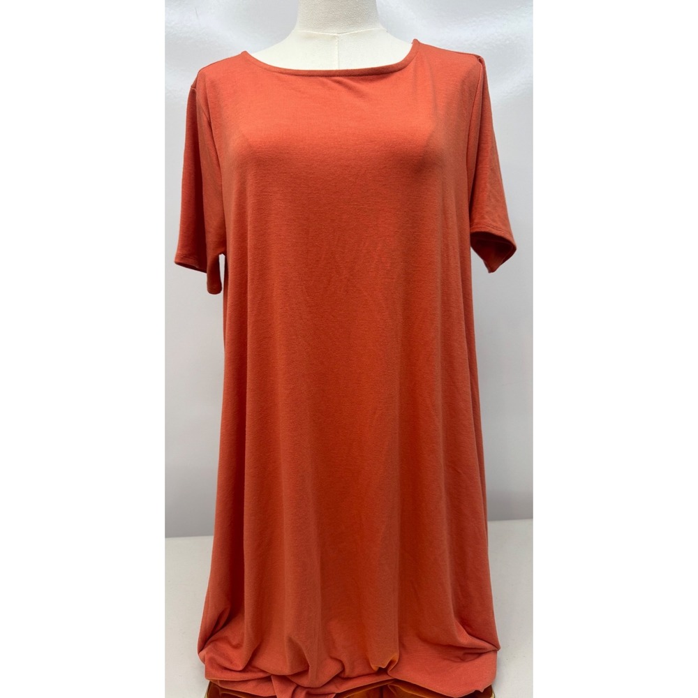 Zenana Terracotta Burnt Orange Short Sleeve T-Shirt Shift Dress Tunic XL pockets